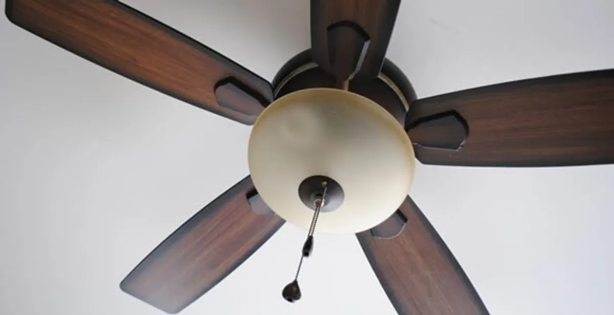 Fully installed ceiling fan with balanced blades and light fixture in Savannah, GA