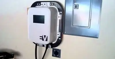 Electric car charger installation with wall-mounted EV charging station in Savannah, GA