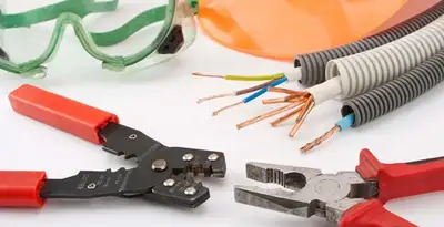 Electrical wiring repair with professional tools and safety equipment in Rincon, GA