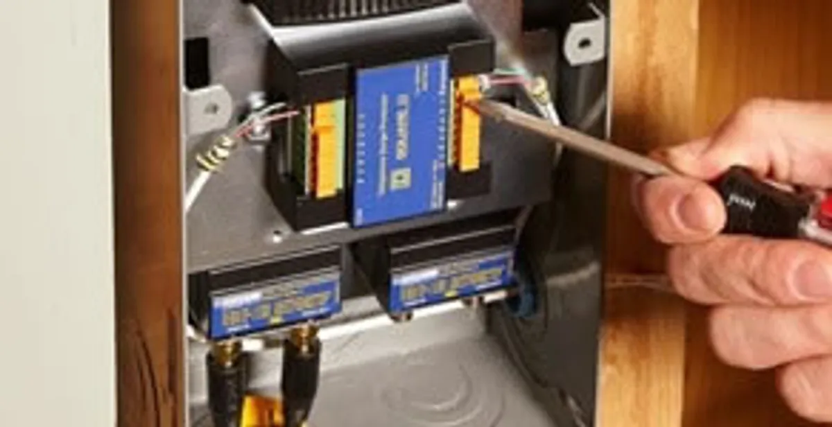 Whole home surge protection device being installed by a licensed electrician to protect electrical systems in Savannah, GA